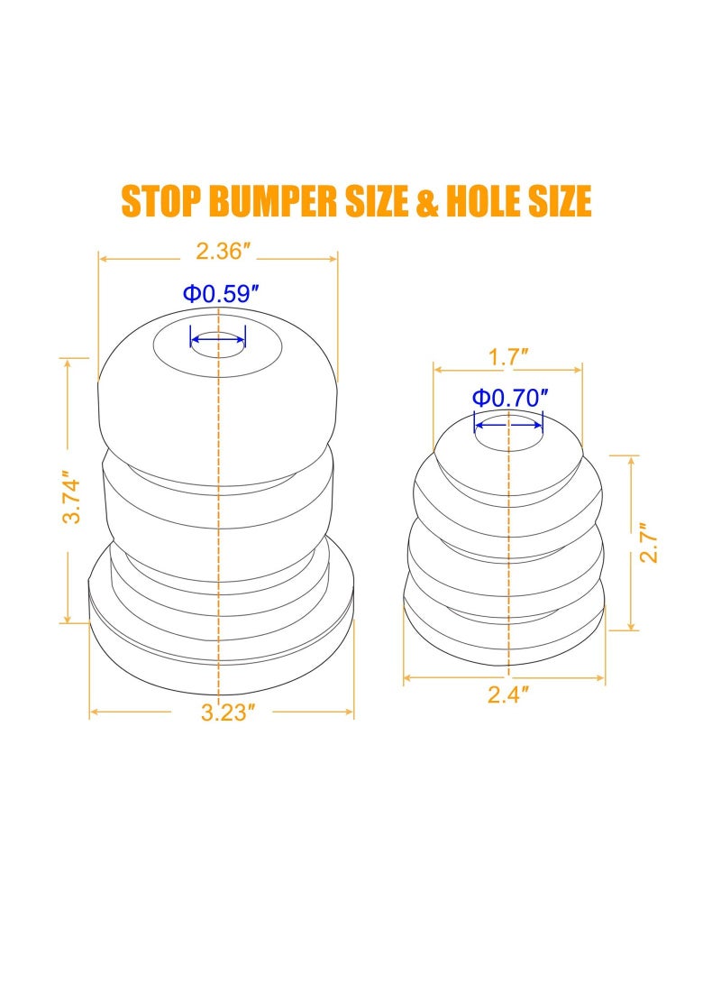 Two Control Arm Bumpers and Two Control Rear Axle Bumpers Replace 15153958 905-208 15039397 Compatible with Chevy Suburban Avalanche GMC Yukon (Arm Bumpers and Axle Bumpers) - Image 2